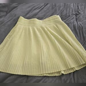 DKNY Light Yellow A-Line Pleated Skirt